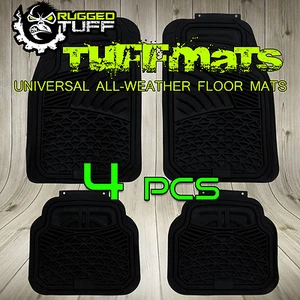 Negro 4 piezas robustas alfombrillas TUFF Nuevo ajuste universal corte de servicio pesado todo clima - Imagen 1 de 3