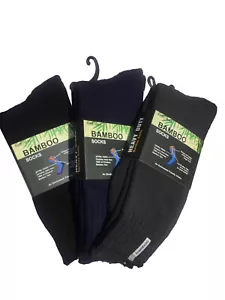 92% BAMBOO SOCKS Men's Heavy Duty Premium Thick Work Black/Navy/Grey 6-11, 11-14 - Picture 1 of 4