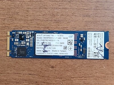 ORIGINAL!! INTEL OPTANE 16GB MEMORY M10 M.2 NVMe MEMPEK1J016GAD 4TJ55 04TJ55 - Image 1 of 2