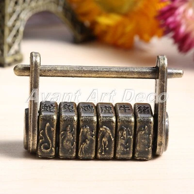 1x Password Padlock Chinese Zodiac Keyed Lock Vintage Cabinet Furniture Hardware - Image 1 of 4