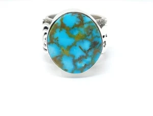 Alex Sanchez Navajo Sterlingsilber Handarbeit klassischer Ring Kingman Türkis - Bild 1 von 7