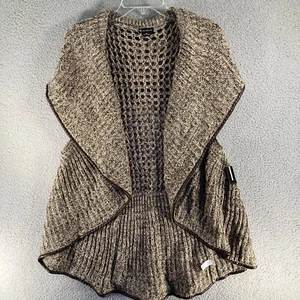 New Directions Sweater Women's XL Brown Open Front Cardigan  Faux Leather  NEW - Picture 1 of 14