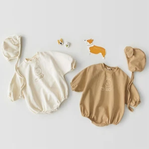 Unisex Bebé Niñas Niños Perro Cachorro Estampado Camisas Mono Body Juego de Sombreros a Juego - Imagen 1 de 12