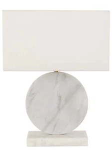 Made by Mayfair Amara 1 Light Table Lamp in White Marble with White Linen Shade - Picture 1 of 3