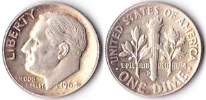 U.S.A. 1 DIME ROOSEVELT 1964-D - SPL - Imagen 1 de 1
