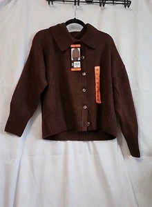 BANANA REPUBLIC WOMENS BUTTON FRONT SWEATER XX-LARGE BROWN NWT - Picture 1 of 3