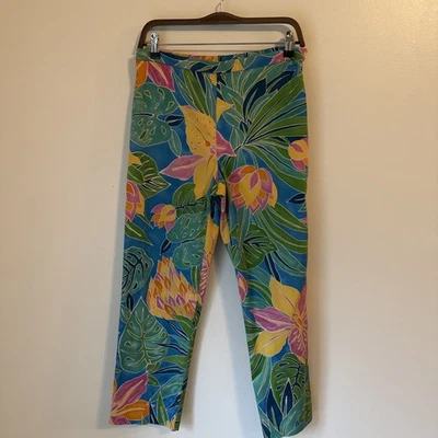 Vintage Lauren Ralph Lauren Pants Size 10 Bright Floral 90s Cottagecore Beachy - Image 1 of 4