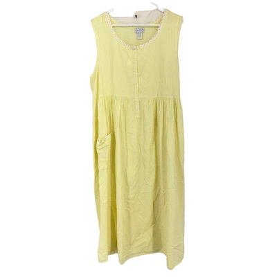 Vestido midi a cuadros amarillo sin mangas margarita Lanz of Salzburg para mujer 2X NUEVO Foto 1 de 4