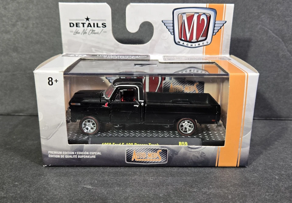 M2 MACHINES 1969 FORD F-100 RANGER TRUCK AUTO-MODS Black, Chase 1/750 - Image 1 of 4