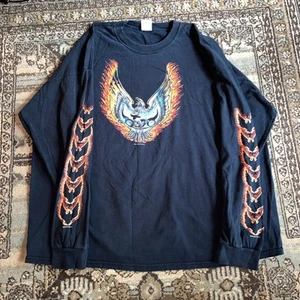 Vintage 2006 Good Sports Flaming Eagle Motorcycle Flame Sleeve Long-Sleeve 3XL - Picture 1 of 13