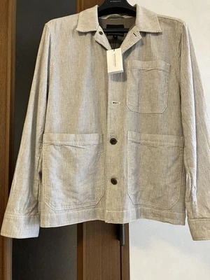 BANANA REPUBLIC Cotton Linen Stripe Jacket M Light gray X Kinari Width 55cm - Image 1 of 4