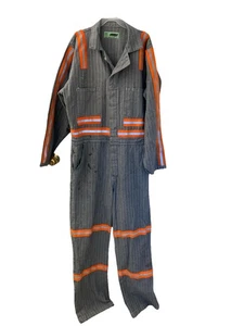 Aramark Coveralls Mens 40 R Blue Hi Vis Reflective Workwear Safety Work Uniform - Picture 1 of 6