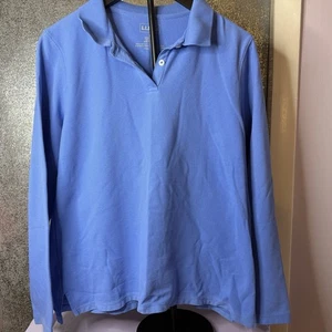 L.L. BEAN Men’s Large Blue Long Sleeves Knit Polo Casual Style Shirt - Picture 1 of 3
