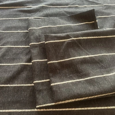 Woven Interiors Fabric 3.4+ Yd Remnants Flecked Charcoal White Textured Lines - Image 1 of 4