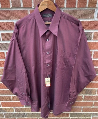 CAMISA DE VESTIR HOMBRE ROBERTO VILLINI GRANATE 16 1/2 32/33 NUEVA CON ETIQUETAS Foto 1 de 4