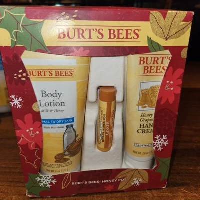NUEVO Burts Bees Loción Cuerpo Manos Crema y Bálsamo Labial Set de Regalo Olla de Miel Foto 1 de 3