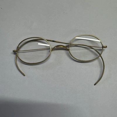 Anteojos antiguos resistentes rellenos de oro de 12K ovalados con marco de alambre sin montura Foto 1 de 4