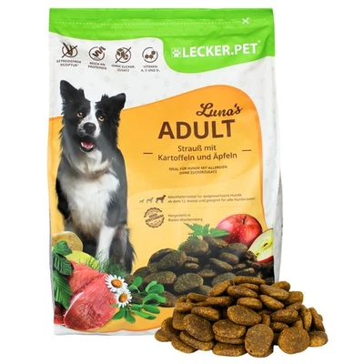 4 kg Luna's Adult Strauß mit Kartoffel & Apfel Hunde Trockenfutter Lecker.Pet® - Bild 1 von 4