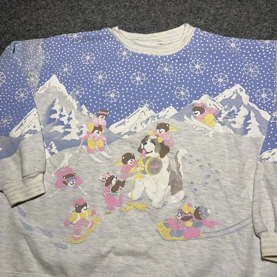 Suéter Spumoni Vintage Mujer Medio Invierno Nieve Navidad Oso de Peluche Perro EE. UU. Foto 1 de 4
