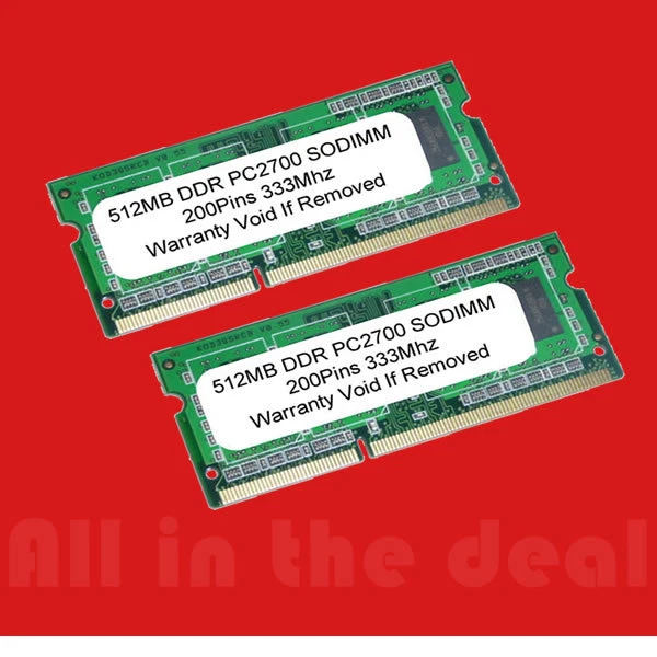 1GB 2x 512MB IBM ThinkPad A31 R32 R40 T30 T40 X31 Memory - Image 1 of 1