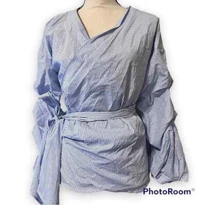 Chemisier femme Willow & Clay Medium Chambray Enveloppe Rayée Manteau V Col - Photo 1/13