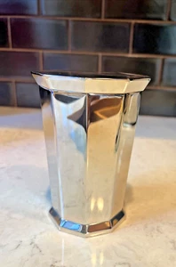 NEW Restoration Hardware TALL Faceted Canister silver Lid 5" x3" POLISH NICKLE - Picture 1 of 8