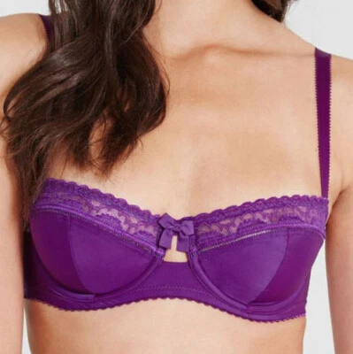 HUIT Lingerie Tandem Half Cup BALCONY BRA Amethyst PURPLE UK 34D NEW - Image 1 of 3