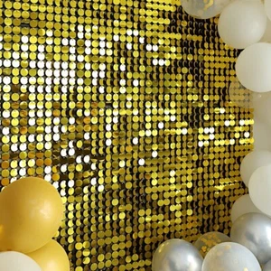 GOLD 10 Panels 12" x 12" Round Sequin WALL BACKDROP Party Events Decorations - Picture 1 of 8