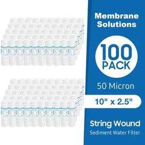 25/50/100 Pack 50 Micron 10"x2.5" String Wound Whole House Sediment Water Filter - Picture 1 of 15