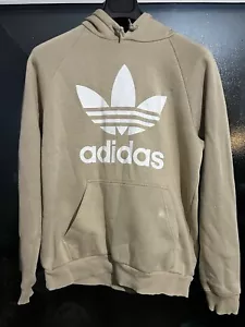 Adidas Pull Over Hoodie - Beige (brown) - Size M - Big Logo Adidas - Used - Picture 1 of 6