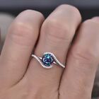 2.20ct Lab Created Alexandrite Halo Engagement Wedding Ring White Gold Plated
