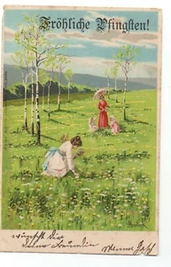 MAILICK ALFRED PRATO FIORITO DONNE OMBRELLINO BAMBINE Cartolina viaggiata d - Foto 1 di 2