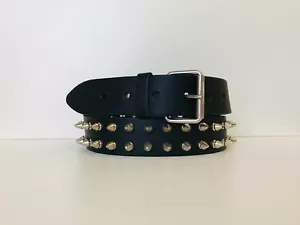 Cinturón tachonado con clavos de cuero real negro para hombre - tallas S, M, L, XL (SB210) - Imagen 1 de 3