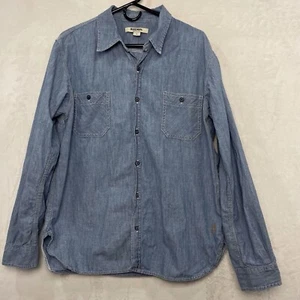 Birdwell Chambray Shirt Men L Blue Denim USA Made Button Up Pockets Logo - Bild 1 von 11