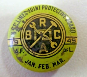 De colección 1949 A.F. de L. Pinback Button NYC Lines Junta Protectora BRCA 5948 - Imagen 1 de 3