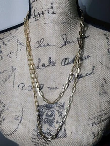Costume Necklace Goldtone Designer Linked With Fastener 52" - Picture 1 of 2