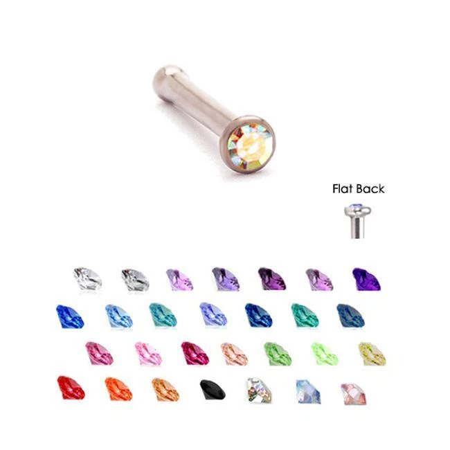 Anillo de hueso de nariz de acero quirúrgico 1,5 mm micro gema 18G Foto 1 de 1