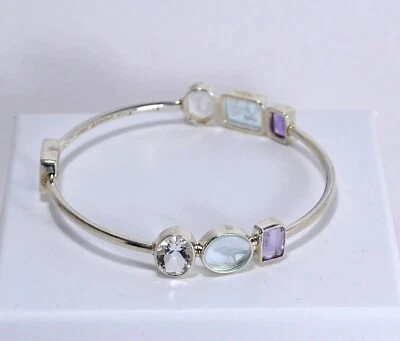 TAGLIAMONTE BRACCIALE IN ARGENTO 925 RIGIDO PASTE VITREE E AMETISTA      TGN 991 - Immagine 1 di 3