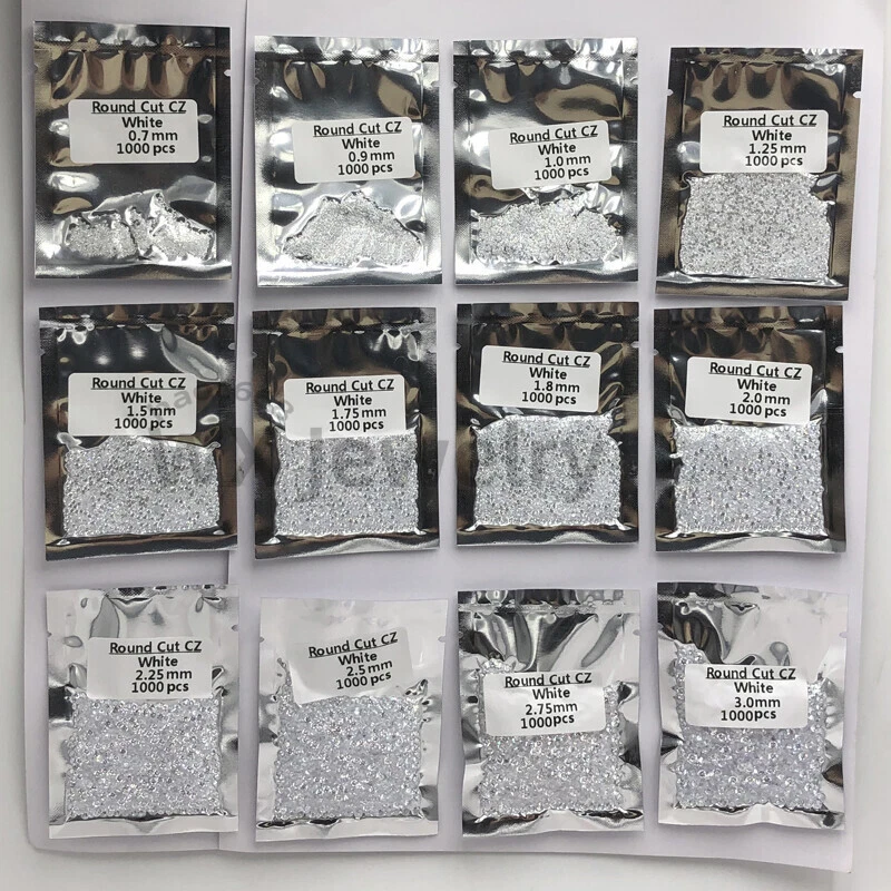 1000шт 0,7 ~ 20 мм россыпью белый круглый огранки кубический цирконий CZ камень AAAAA драгоценный камень - Изображение 1 из 4