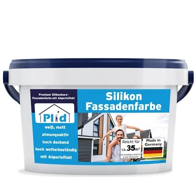 Silikonharz Fassadenfarbe 5L Weiß matt,  für ca. 30m² / Aussenfarbe Lotuseffekt - Bild 1 von 4