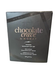 Monat Chocolate Crave Shower Exfoliant Gift Set with Pouf & Spatula 8 oz NIOB - Picture 1 of 3