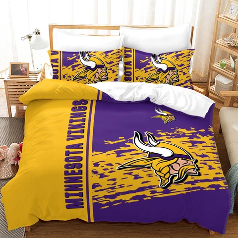 Minnesota Vikings  Football Bedding Sets 3 Pieces Soft Quilt Cover Pillowcases Cover