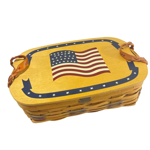 Peterboro Basket 150 Year Anniversary Basket Lid Plastic Insert Leather Handles Cover