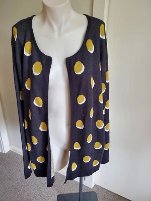 Maggie T Cardigan Womens Size 2XL Black Yellow Polka Dot Long Sleeve Open cardi - image 1 of 4