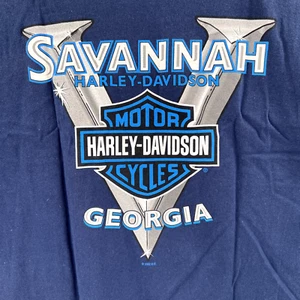 Harley Davidson T-Shirt dunkelblau Herren XL Savannah, GA (2003) - Bild 1 von 9