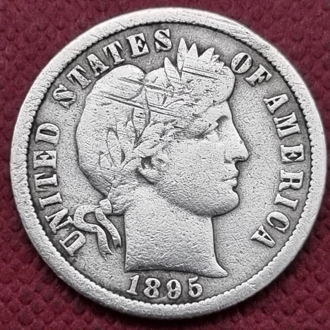 1895 O Barber Dime 10c Nice Grade VG - F Details #57034 Cover