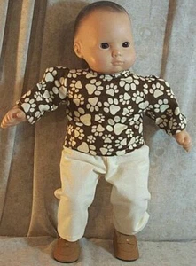Ropa para Muñeca Bebé Hecha2 Ajuste American Girl Ajuste 15" Estampado de Pata Pequeña Pantalones Camisa - Imagen 1 de 1