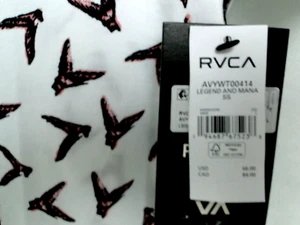 R V C A S/S Button Front Legend in White Cotton Blend MSRP $66 NWT COOL! - LG - Picture 1 of 5