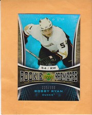 2007 08 UPPER DECK TRILOGY BOBBY RYAN ROOKIE PREMIERES SP 999 #121 ANAHEIM DUCKS