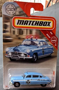 Matchbox '51 Hudson Hornet Blue Classic Police Car MINT on Long Card NEW 2018 - Picture 1 of 2